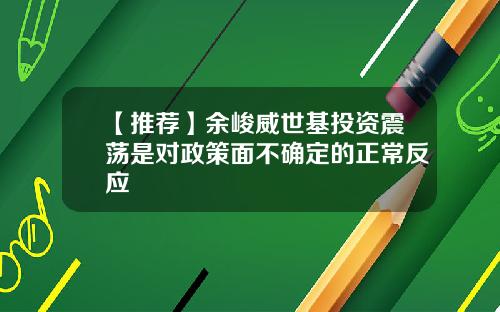 【推荐】余峻威世基投资震荡是对政策面不确定的正常反应