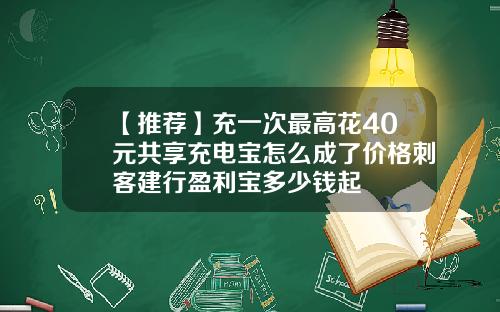【推荐】充一次最高花40元共享充电宝怎么成了价格刺客建行盈利宝多少钱起