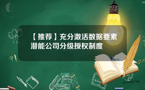 【推荐】充分激活数据要素潜能公司分级授权制度
