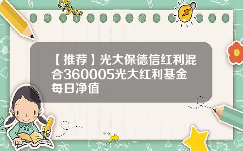 【推荐】光大保德信红利混合360005光大红利基金每日净值