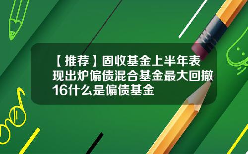 【推荐】固收基金上半年表现出炉偏债混合基金最大回撤16什么是偏债基金