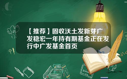 【推荐】固收沃土发新芽广发稳宏一年持有期基金正在发行中广发基金首页