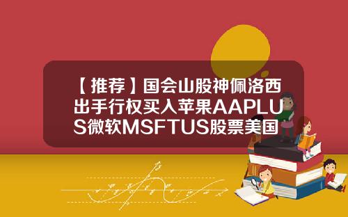 【推荐】国会山股神佩洛西出手行权买入苹果AAPLUS微软MSFTUS股票美国炒股票资讯网站