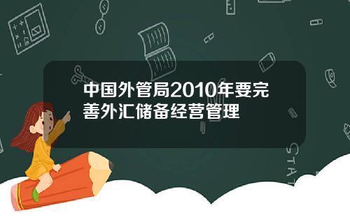 中国外管局2010年要完善外汇储备经营管理