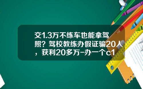 交1.3万不练车也能拿驾照？驾校教练办假证骗20人，获利20多万-办一个c1假驾驶证多少钱