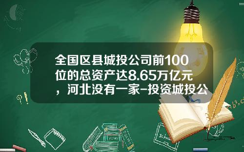 全国区县城投公司前100位的总资产达8.65万亿元，河北没有一家-投资城投公司大概要多少钱