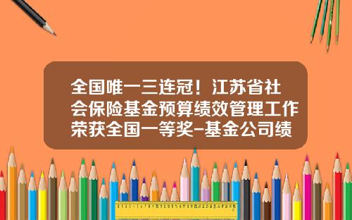 全国唯一三连冠！江苏省社会保险基金预算绩效管理工作荣获全国一等奖-基金公司绩效