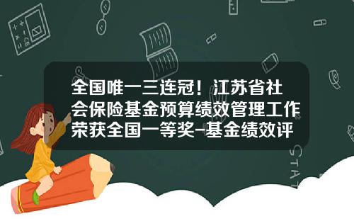 全国唯一三连冠！江苏省社会保险基金预算绩效管理工作荣获全国一等奖-基金绩效评价