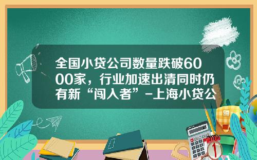 全国小贷公司数量跌破6000家，行业加速出清同时仍有新“闯入者”-上海小贷公司