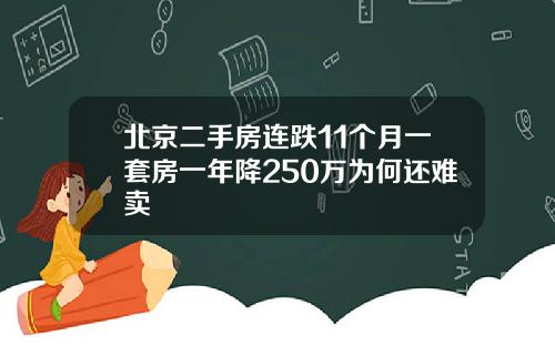 北京二手房连跌11个月一套房一年降250万为何还难卖