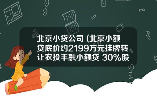 北京小贷公司 (北京小额贷底价约2199万元挂牌转让农投丰融小额贷 30%股权)