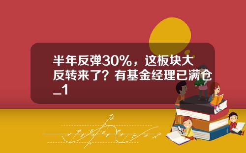 半年反弹30%，这板块大反转来了？有基金经理已满仓_1