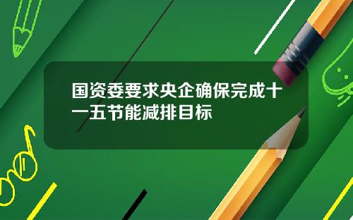 国资委要求央企确保完成十一五节能减排目标