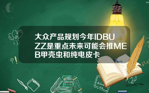 大众产品规划今年IDBUZZ是重点未来可能会推MEB甲壳虫和纯电皮卡