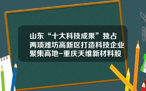 山东“十大科技成果”独占两项潍坊高新区打造科技企业聚集高地-重庆天维新材料股份有限公司