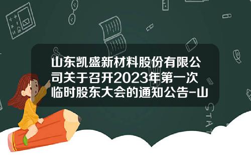 山东凯盛新材料股份有限公司关于召开2023年第一次临时股东大会的通知公告-山东省证券登记公司
