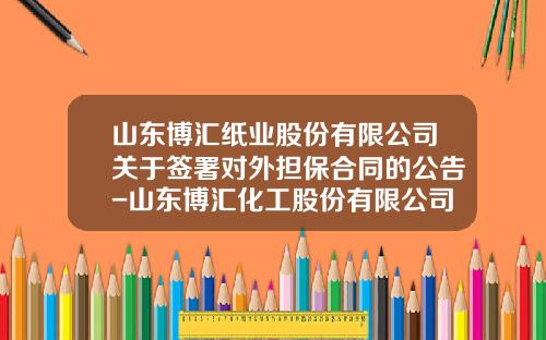山东博汇纸业股份有限公司关于签署对外担保合同的公告-山东博汇化工股份有限公司