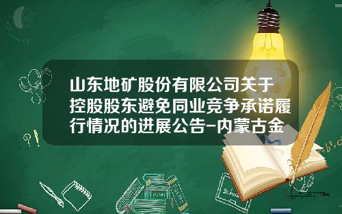 山东地矿股份有限公司关于控股股东避免同业竞争承诺履行情况的进展公告-内蒙古金盛矿业开发有限公司