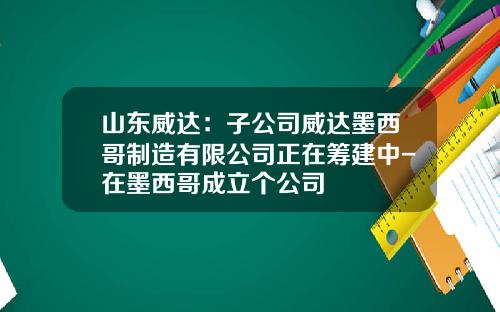 山东威达：子公司威达墨西哥制造有限公司正在筹建中-在墨西哥成立个公司