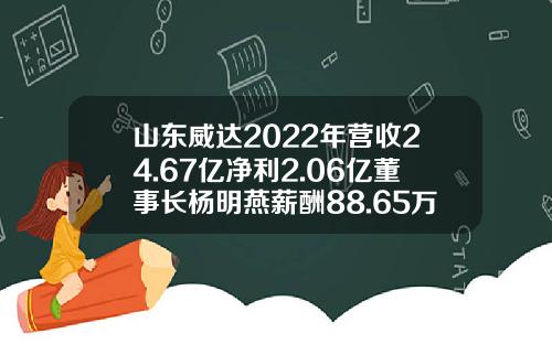 山东威达2022年营收24.67亿净利2.06亿董事长杨明燕薪酬88.65万-山东网络服务公司张明明法人