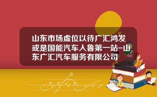 山东市场虚位以待广汇鸿发或是国能汽车入鲁第一站-山东广汇汽车服务有限公司