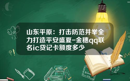 山东平原：打击防范并举全力打造平安盛夏-金穗qq联名ic贷记卡额度多少