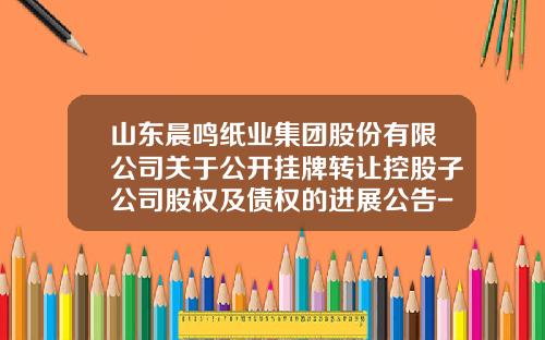 山东晨鸣纸业集团股份有限公司关于公开挂牌转让控股子公司股权及债权的进展公告-山东晨鸣纸业有限公司