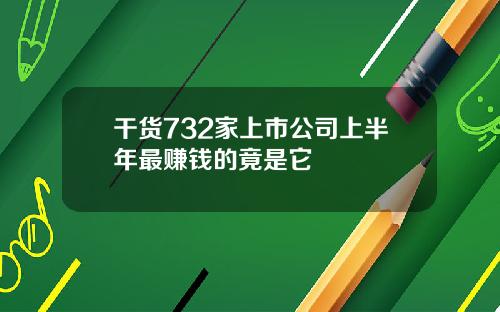 干货732家上市公司上半年最赚钱的竟是它