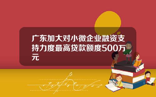 广东加大对小微企业融资支持力度最高贷款额度500万元
