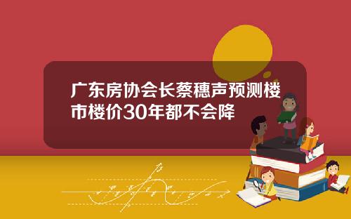 广东房协会长蔡穗声预测楼市楼价30年都不会降