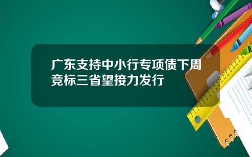 广东支持中小行专项债下周竞标三省望接力发行