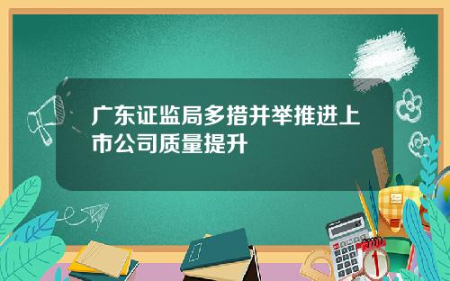 广东证监局多措并举推进上市公司质量提升