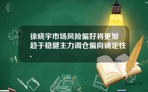 徐晓宇市场风险偏好将更加趋于稳健主力调仓偏向确定性.
