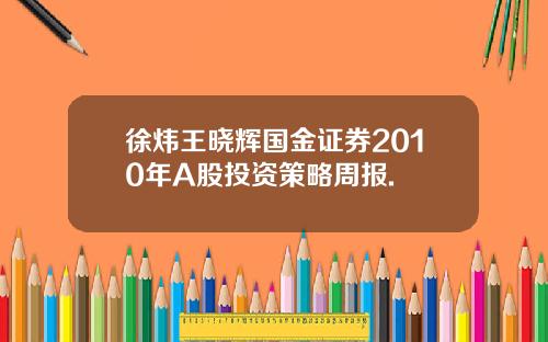 徐炜王晓辉国金证券2010年A股投资策略周报.