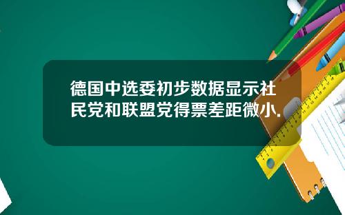 德国中选委初步数据显示社民党和联盟党得票差距微小.