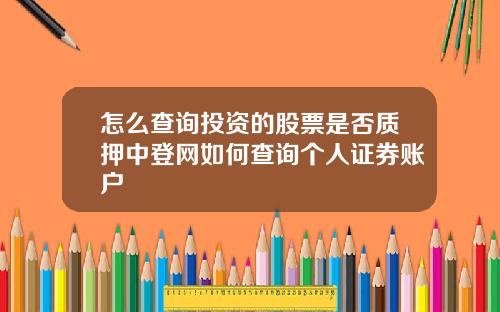 怎么查询投资的股票是否质押中登网如何查询个人证券账户