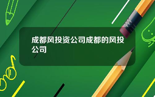 成都风投资公司成都的风投公司