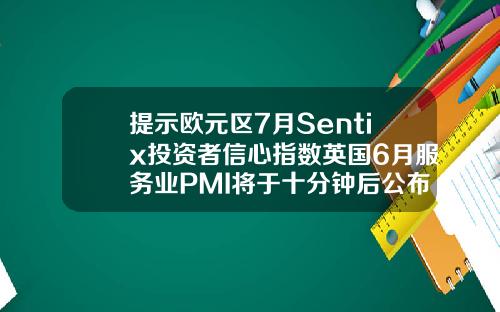 提示欧元区7月Sentix投资者信心指数英国6月服务业PMI将于十分钟后公布.