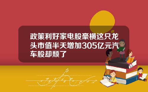 政策利好家电股豪横这只龙头市值半天增加305亿元汽车股却颓了