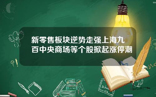 新零售板块逆势走强上海九百中央商场等个股掀起涨停潮
