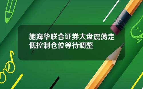 施海华联合证券大盘震荡走低控制仓位等待调整