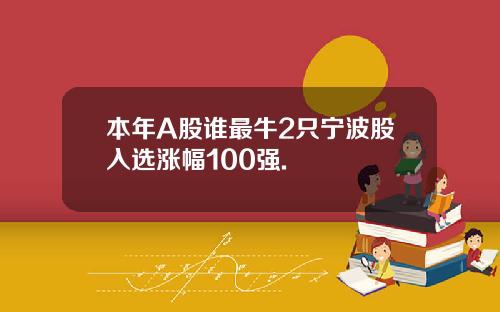 本年A股谁最牛2只宁波股入选涨幅100强.