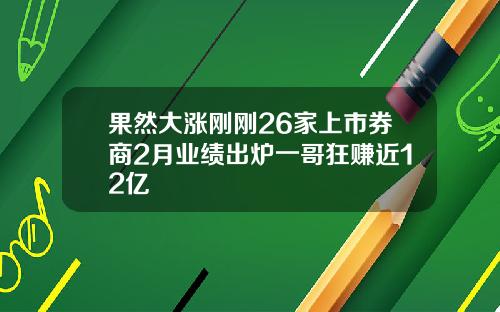 果然大涨刚刚26家上市券商2月业绩出炉一哥狂赚近12亿