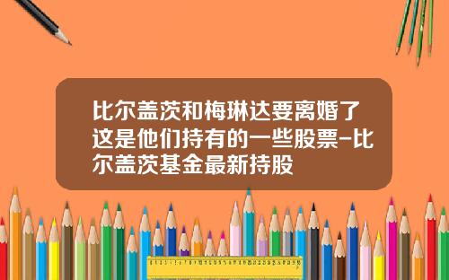 比尔盖茨和梅琳达要离婚了这是他们持有的一些股票-比尔盖茨基金最新持股