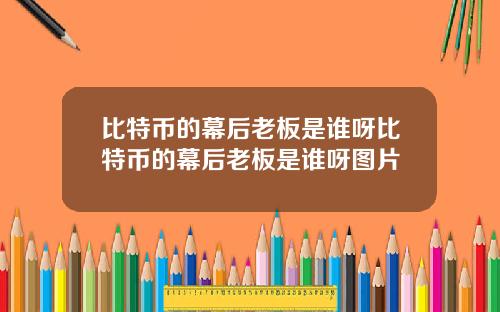 比特币的幕后老板是谁呀比特币的幕后老板是谁呀图片