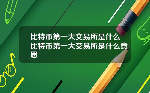 比特币第一大交易所是什么比特币第一大交易所是什么意思