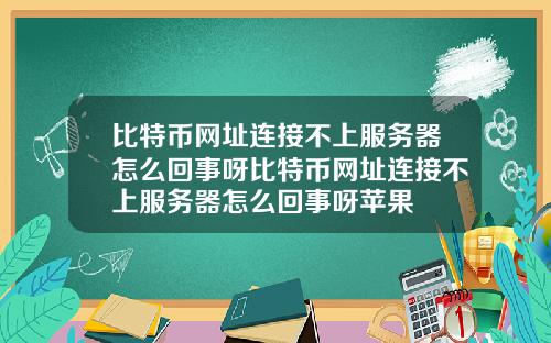 比特币网址连接不上服务器怎么回事呀比特币网址连接不上服务器怎么回事呀苹果