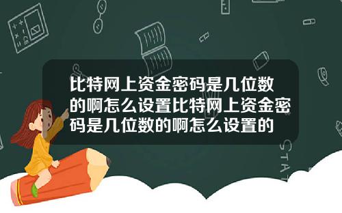 比特网上资金密码是几位数的啊怎么设置比特网上资金密码是几位数的啊怎么设置的