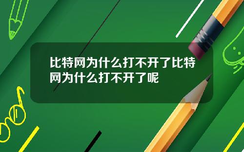 比特网为什么打不开了比特网为什么打不开了呢