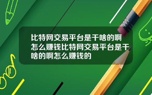比特网交易平台是干啥的啊怎么赚钱比特网交易平台是干啥的啊怎么赚钱的